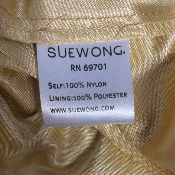 Sue Wong Gold drop waist pleated floral embroidered beaded low back dress M - Picture 10 of 13